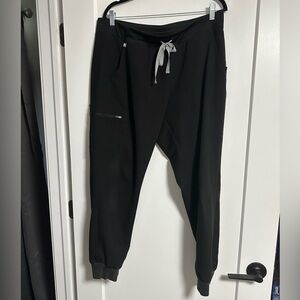 Figs Black Joggers with Gray Drawstring
